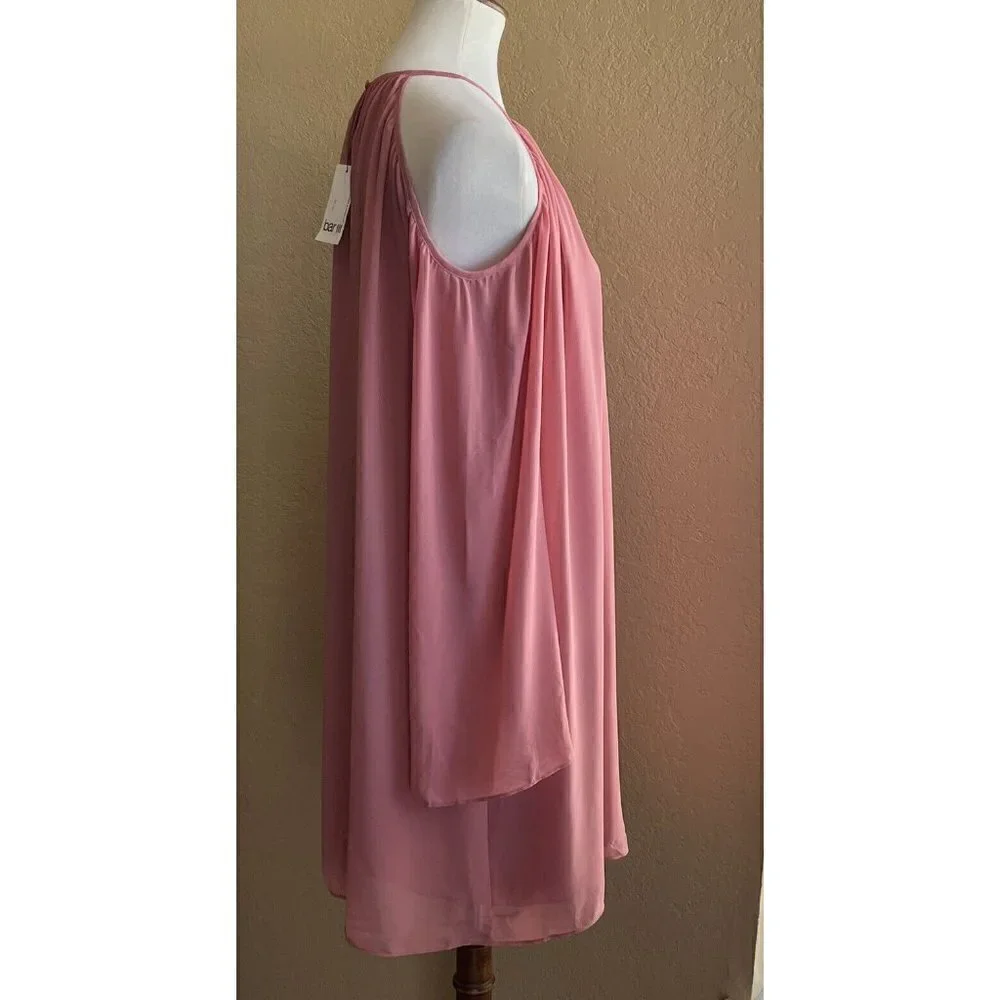 Bar III Cold Shoulder Chiffon Dress Bronzed Rose Size M NWT - Picture 8 of 11